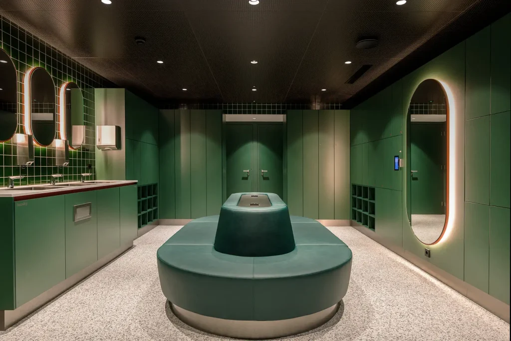 interior lockerroom with bench